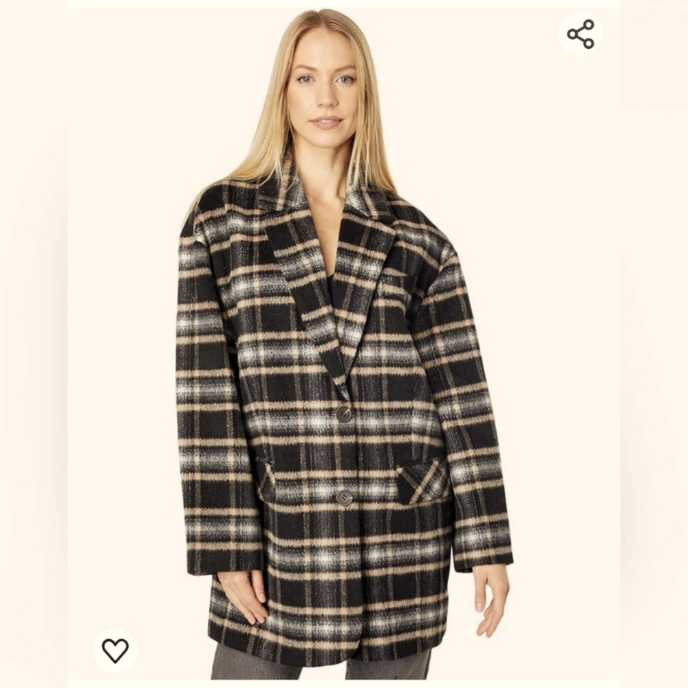 Avec Les Filles Plaid Oversize Blazer Coat